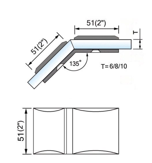 Square Corner Shower Glass Clamps Glass to Glass135 degree Bathroom Accessories L-2676