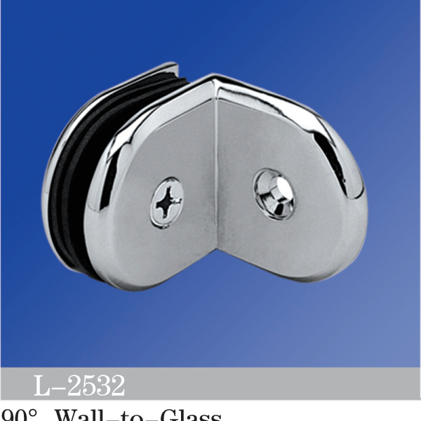 Beveled Edge Shower Glass Clamps 90° Wall-to-Glass L-2532