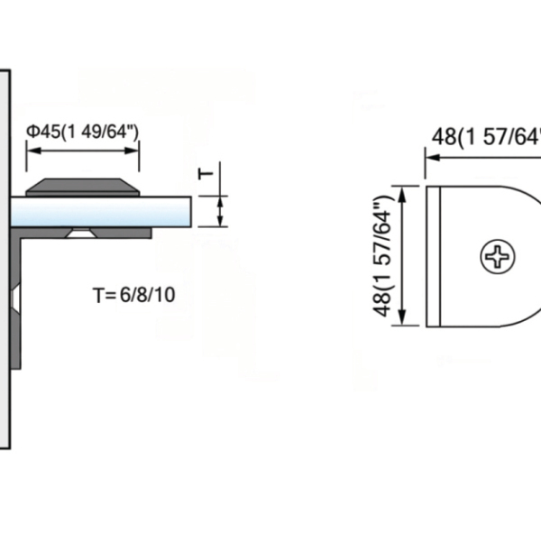 Beveled Edge Shower Glass Clamps Wall to Glass Bathroom Door ClIps L-2592