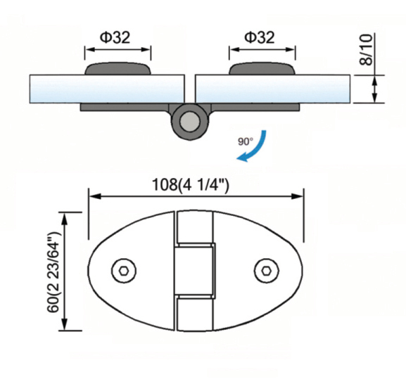 Standard Duty Shower Hinges Glass to Glass Shower  Hinge L-2422