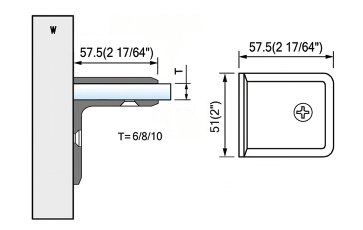 Beveled Edge Shower Glass Clamps Wall to Glass Bathroom Glass Door ClIps L-2602