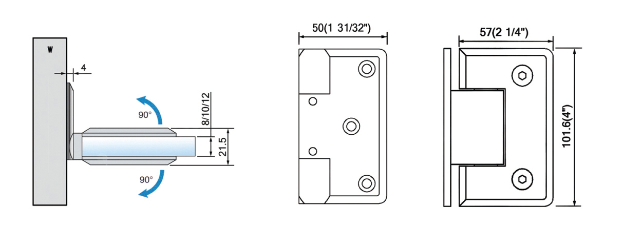 Heavy Duty Shower Hinges Wall Mount For Glass Bathroom Door  L-5112