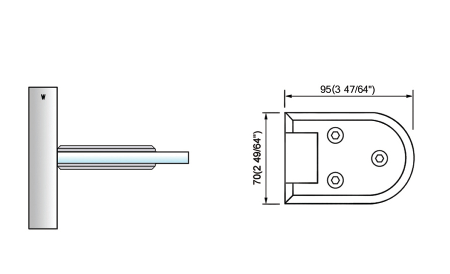 Standard Duty Shower Hinges Wall Mount Door Hinge Bathroom Accessories L-2150