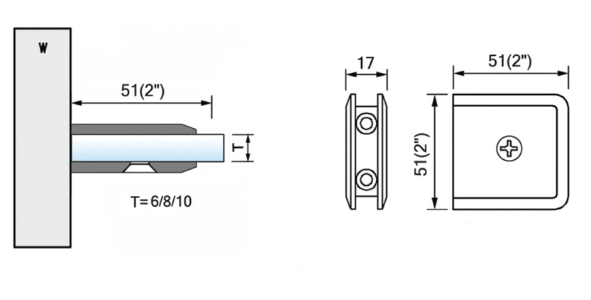 Beveled Edge Shower Glass Clamps Wall Mount Glass Connector L-2611