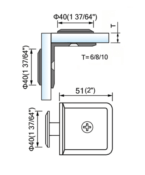 Square Corner Shower Glass Clamps Glass to Glass Bathroom Accessories L-2665