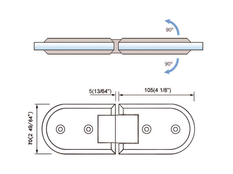 Standard Duty Shower Hinges Glass to Glass 180 Degree Glass Hinge Supplier L-2133