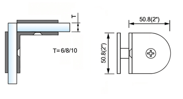 Stainless steel Shower glass clamps  90°Glass to Glass L-2505