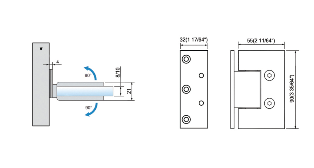 Standard Duty Shower Hinges L-2122W