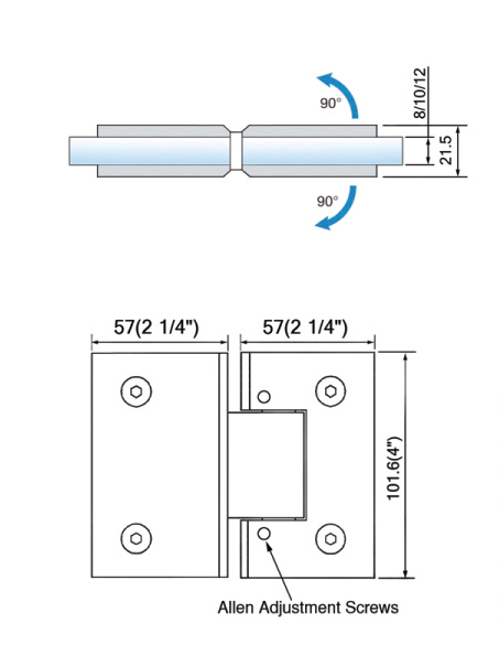 Adjustable Heavy Duty Shower Hinges Wall Mount For Glass Shower Door 90 Degree L-5173