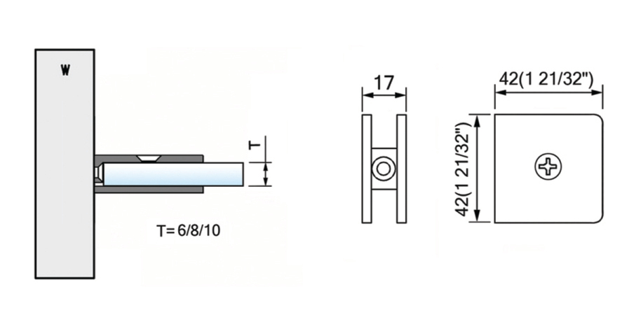 Beveled Edge Shower Glass Clamps Wall Mount L-2541B