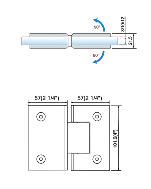 Heavy Duty Shower Hinges Wall Mount For Glass Shower Door 90 Degree L-5123