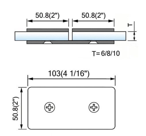 Beveled Edge Shower Glass Clamps 180° Glass-to-Glass L-2554