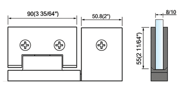 Pivot Shower  Hinges Top Or Bottom Mount Glass Door Hinge With Attached U Clamp L-2372