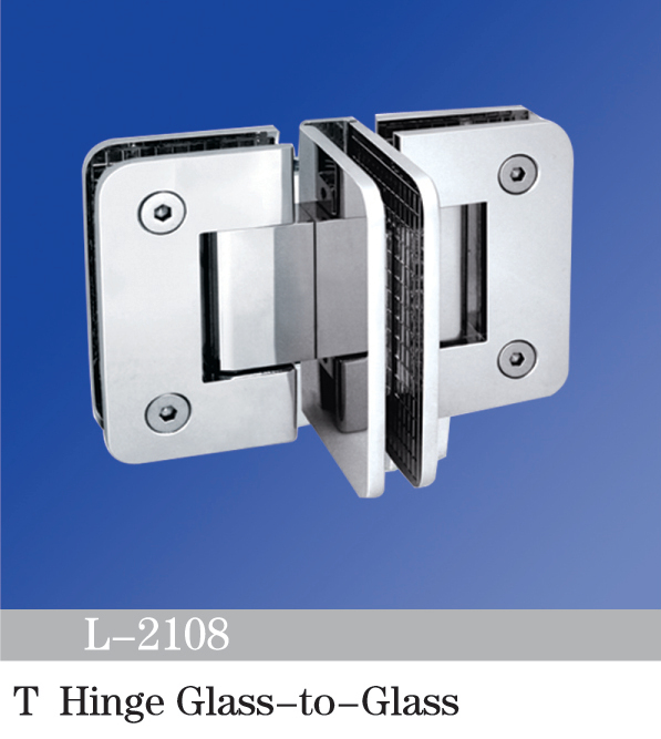 Brass T Hinge Glass to Glass Shower Door Glass Clamp T Shape Standard Duty Shower Hinges L-2108