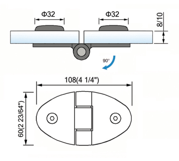 Standard Duty Shower Hinges Glass to Glass Shower  Hinge L-2422