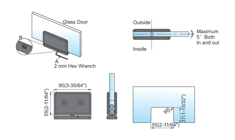 Adjustable Pivot Shower  Hinges Top Or Bottom Mount Glass Door Hinge L-2331AD