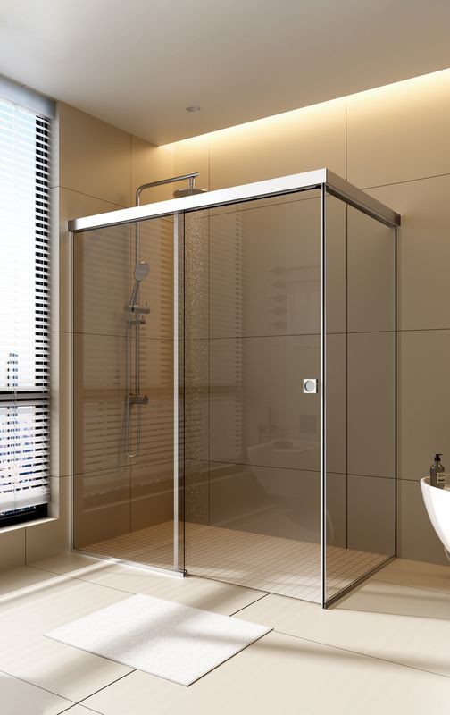 Aluminium Sliding Door Shower Hardware Bathroom Kit  Fittings S001S 90 Degree