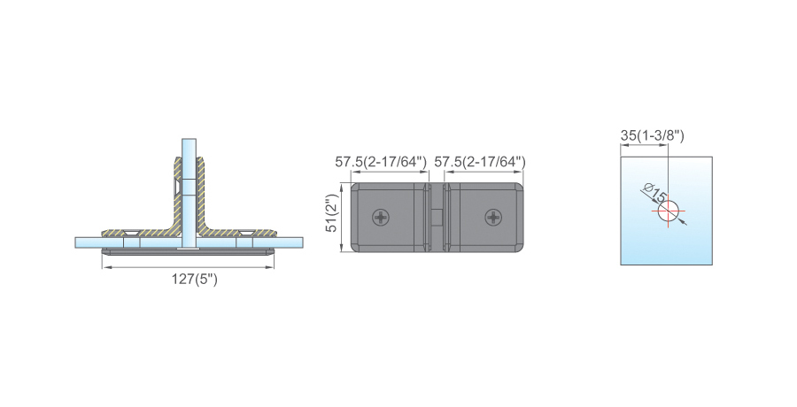Beveled Edge Shower Glass Clamps Glass to Glass T shape Hinge L-2607