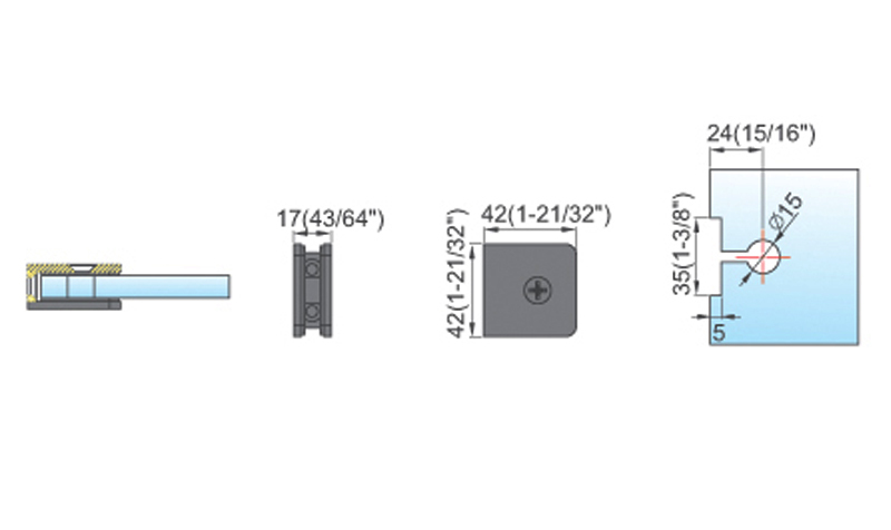Beveled Edge Shower Glass Clamps Wall Mount L-2541