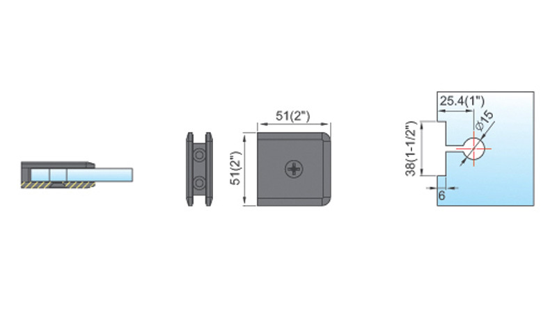 Beveled Edge Shower Glass Clamps Wall Mount Glass Connector L-2611