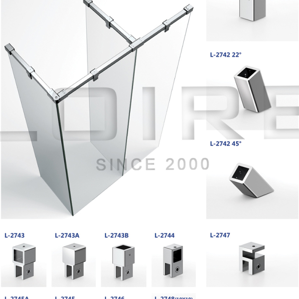 Brass Square Style Shower Support Bars Accessories Shower Bars Connectors L-2743