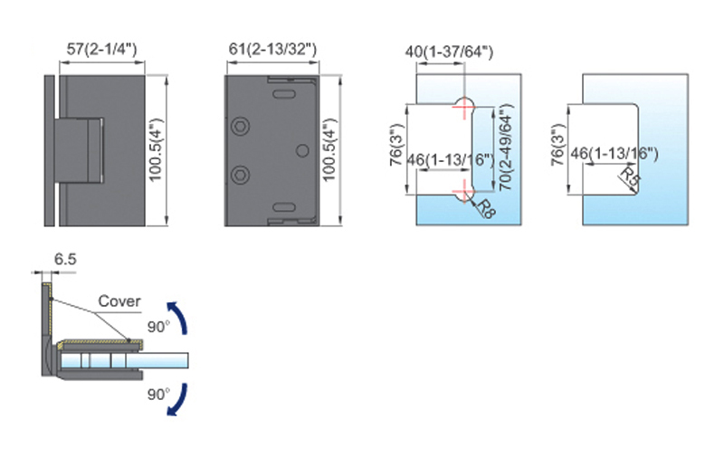  Heavy Duty Shower Hinges with covers L-5422