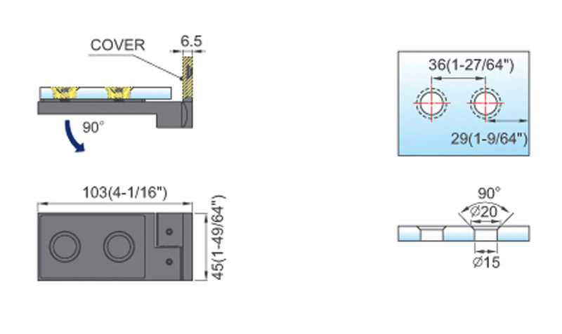 Lift Shower Hinges Shower Cabin Accessories Door Hinge L-2402WR