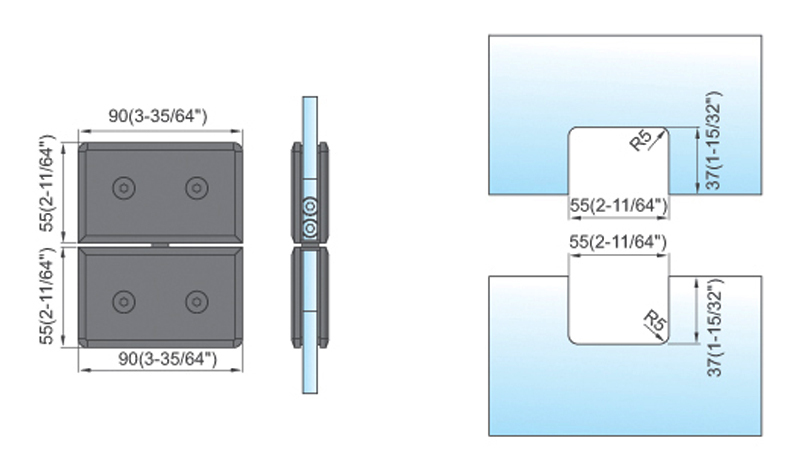 Pivot Shower  Hinges Glass to Fixed Transom Mount Glass Door Hinge Glass Connectors L-2332