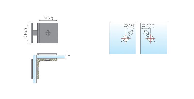 Square Corner Shower Glass Clamps Glass To Glass Shower Hinge Factory Price L-2645