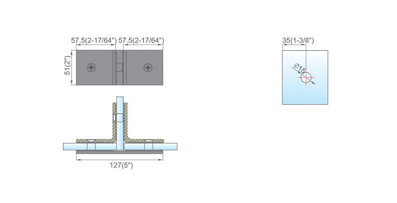 Square Corner Shower Glass Clamps Glass To Glass T shape Hinge L-2637