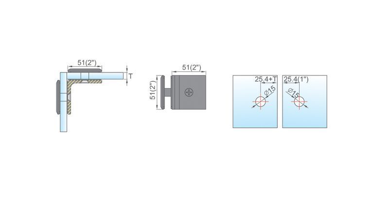 Square Corner Shower Glass Clamps Glass to Glass 90 degree Bathroom Accessories L-2685