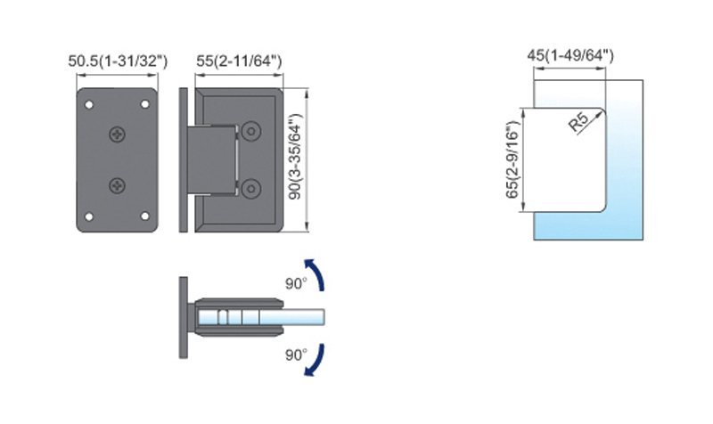 Standard Duty Shower Hinges L-2111W