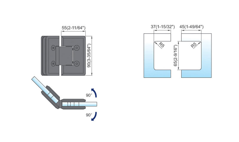 Standard Duty Shower Hinges L-2114W