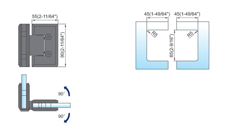 Standard Duty Shower Hinges L-2115W