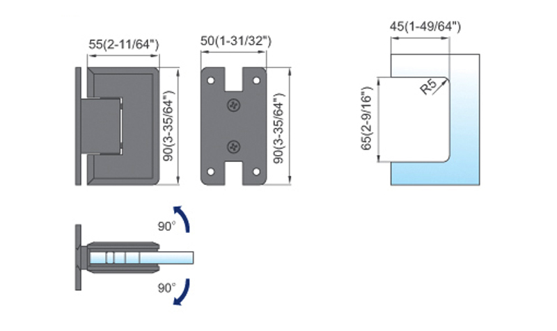 Standard Duty Shower Hinges L-2116W