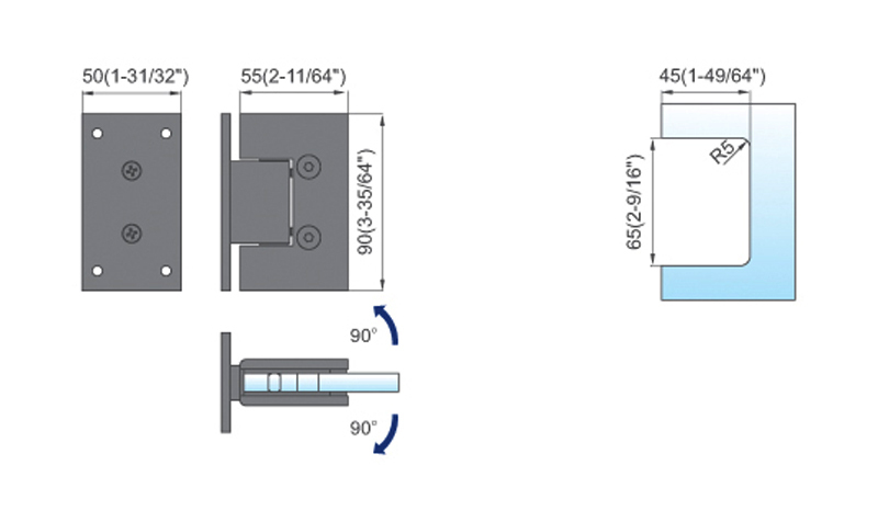 Standard Duty Shower Hinges L-2121W