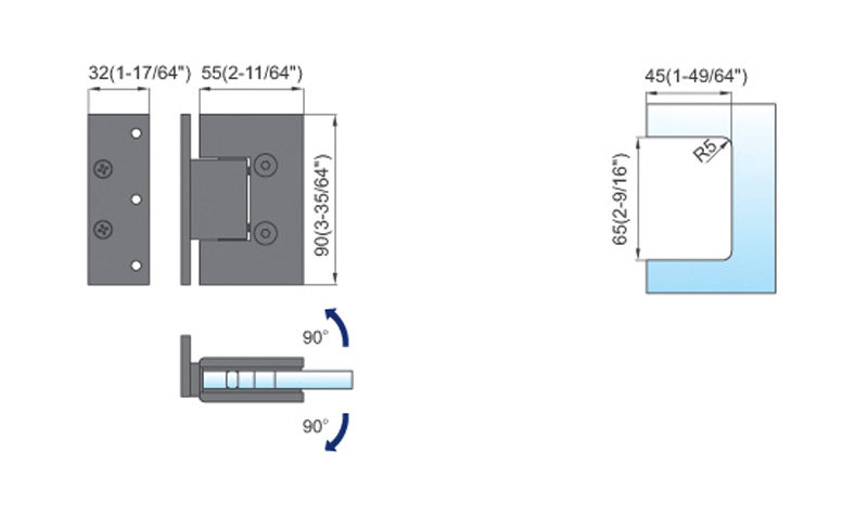 Standard Duty Shower Hinges L-2122W