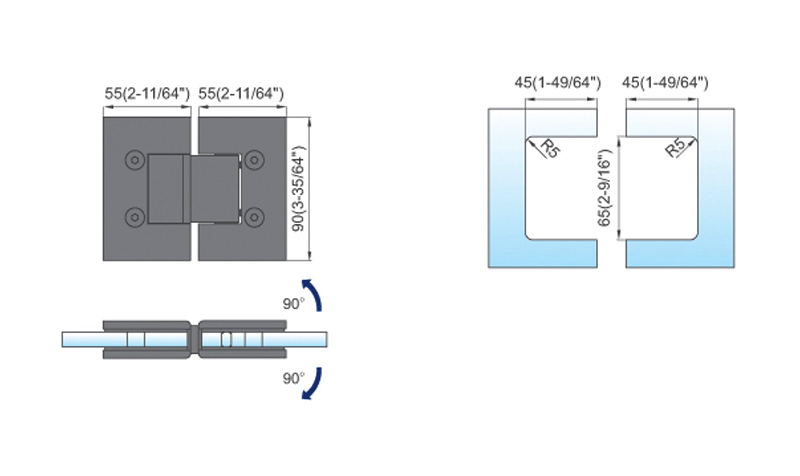 Standard Duty Shower Hinges L-2123W