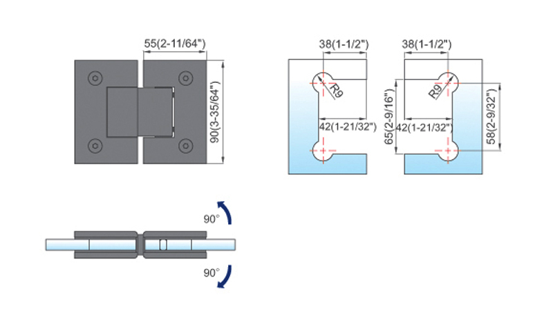 Standard Duty Shower Hinges L-2123