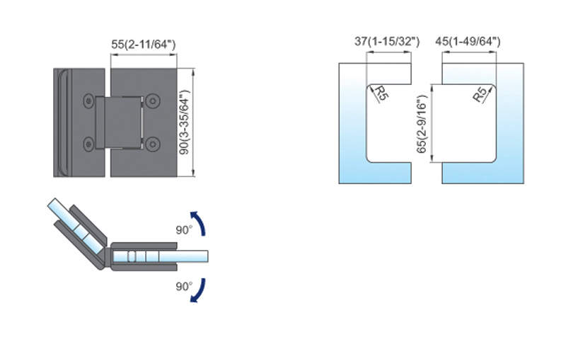Standard Duty Shower Hinges L-2124W