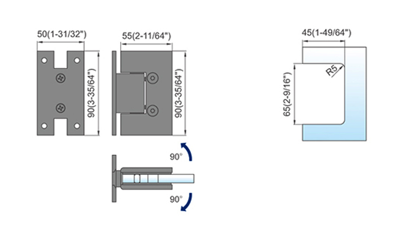 Standard Duty Shower Hinges L-2126W