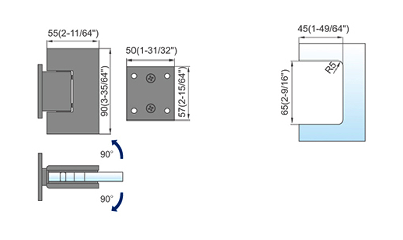 Standard Duty Shower Hinges L-2127W