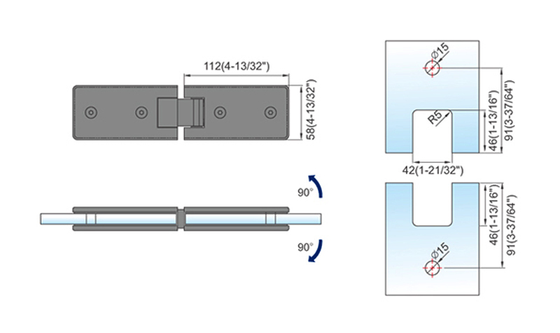 Standard Duty Shower Hinges Glass to Glass 180 Degree Glass Hinge Supplier China Manufacturer L-2143