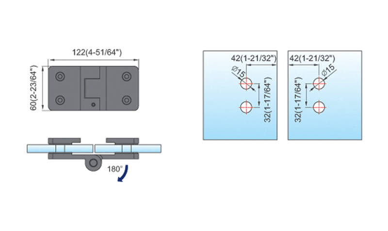 Standard Duty Shower Hinges Glass to Glass Shower  Hinge L-2413