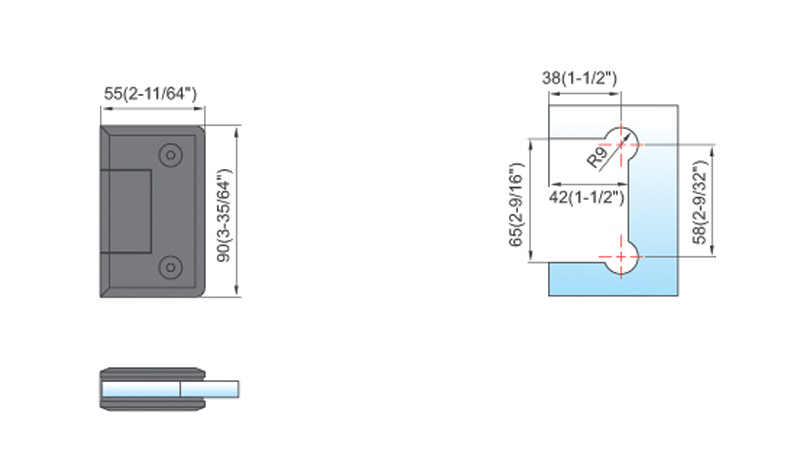 Standard Duty Shower Hinges Wall Mount Glass Clamp Factory Direct Sell Door Hinge L-2110