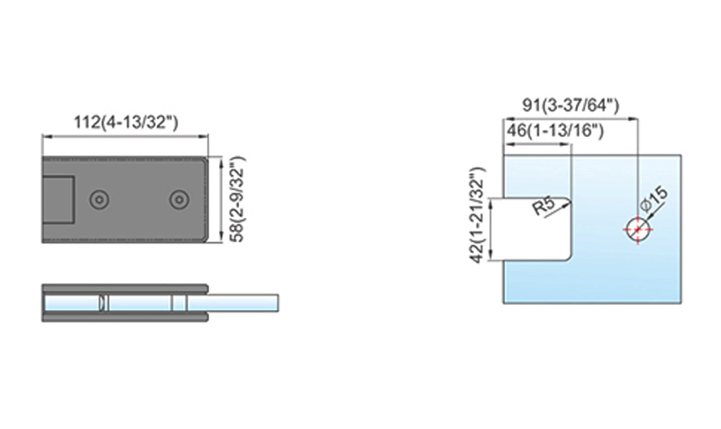 Standard Duty Shower Hinges Wall Mount  Glass Clamp Fashion Customized Glass Door Hinge L-2140