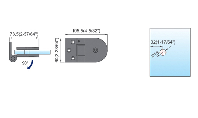 Standard Duty Shower Hinges Wall to Glass Wall Shower Door Hinge L-2411