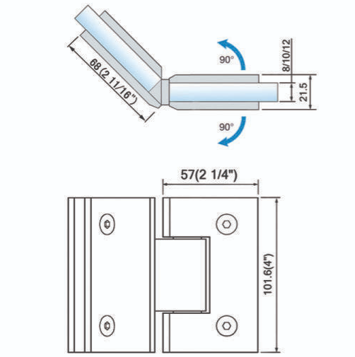 Heavy Square Corner Shower Hinge L-5124