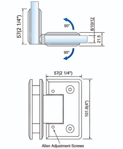 Adjustable Heavy Duty Shower Hinges L-5165