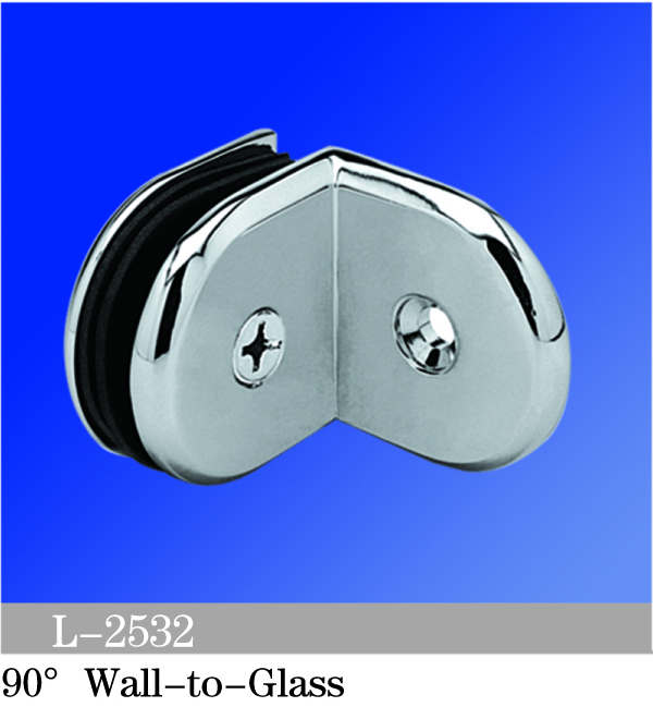 Beveled Edge Shower Glass Clamps 90° Wall-to-Glass L-2532